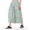 image:imagechouyatou Womens Retro Polka Dot Wide Leg Capri Pants Plaid Print Baggy Loose Fit Culottes Cropped Pants with PocketsDot Green