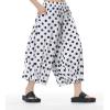 image:imagechouyatou Womens Retro Polka Dot Wide Leg Capri Pants Plaid Print Baggy Loose Fit Culottes Cropped Pants with PocketsDot White