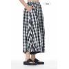 image:imagechouyatou Womens Retro Polka Dot Wide Leg Capri Pants Plaid Print Baggy Loose Fit Culottes Cropped Pants with PocketsPlaid Black