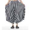 image:imagechouyatou Womens Retro Polka Dot Wide Leg Capri Pants Plaid Print Baggy Loose Fit Culottes Cropped Pants with PocketsPlaid Black