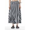 image:imagechouyatou Womens Retro Polka Dot Wide Leg Capri Pants Plaid Print Baggy Loose Fit Culottes Cropped Pants with PocketsPlaid Black