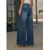image:imagechouyatou Womens Rhinestone Jeans Sparkly Glitter Y2K High Waisted Palazzo Denim Wide Leg Pants TrousersDark Blue