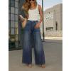 image:imagechouyatou Womens Rhinestone Jeans Sparkly Glitter Y2K High Waisted Palazzo Denim Wide Leg Pants TrousersDark Blue