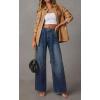 image:imagechouyatou Womens Rhinestone Jeans Sparkly Glitter Y2K High Waisted Palazzo Denim Wide Leg Pants TrousersDark Blue
