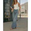 image:imagechouyatou Womens Rhinestone Jeans Sparkly Glitter Y2K High Waisted Palazzo Denim Wide Leg Pants TrousersLight Blue