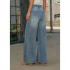 image:imagechouyatou Womens Rhinestone Jeans Sparkly Glitter Y2K High Waisted Palazzo Denim Wide Leg Pants TrousersLight Blue