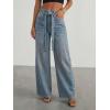 image:imagechouyatou Womens Rhinestone Jeans Sparkly Glitter Y2K High Waisted Palazzo Denim Wide Leg Pants TrousersLight Blue