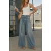 image:imagechouyatou Womens Rhinestone Jeans Sparkly Glitter Y2K High Waisted Palazzo Denim Wide Leg Pants TrousersLight Blue
