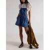 image:imagechouyatou Womens Summer Adjustable Strap Denim Bib Overalls Y2k Wide Leg Jean Overall Shorts Boho Jumpsuit ShortallsDark Blue