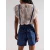 image:imagechouyatou Womens Summer Adjustable Strap Denim Bib Overalls Y2k Wide Leg Jean Overall Shorts Boho Jumpsuit ShortallsDark Blue