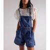 image:imagechouyatou Womens Summer Adjustable Strap Denim Bib Overalls Y2k Wide Leg Jean Overall Shorts Boho Jumpsuit ShortallsDark Blue