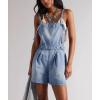 image:imagechouyatou Womens Summer Adjustable Strap Denim Bib Overalls Y2k Wide Leg Jean Overall Shorts Boho Jumpsuit ShortallsLight Blue