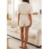 image:imagechouyatou Womens Summer Crochet Eyelet Lace Rompers Button Down Bohemian Vacation Shorts JumpsuitWhite