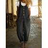 image:imagechouyatou Womens Suspender Strap Loose Denim Bib Overalls Y2k Baggy Distressed Jeans Wide Leg Jumpsuit PantsBlack