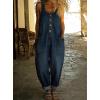 image:imagechouyatou Womens Suspender Strap Loose Denim Bib Overalls Y2k Baggy Distressed Jeans Wide Leg Jumpsuit PantsDark Blue