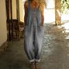 image:imagechouyatou Womens Suspender Strap Loose Denim Bib Overalls Y2k Baggy Distressed Jeans Wide Leg Jumpsuit PantsGray
