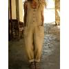 image:imagechouyatou Womens Suspender Strap Loose Denim Bib Overalls Y2k Baggy Distressed Jeans Wide Leg Jumpsuit PantsKhaki