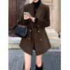 image:imagechouyatou Womens Winter Wool Trench Coat Blazer Jacket Notched Collar Dressy Mid Long Peacoat OuterwearCoffee