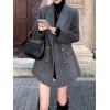 image:imagechouyatou Womens Winter Wool Trench Coat Blazer Jacket Notched Collar Dressy Mid Long Peacoat OuterwearGrey