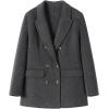 image:imagechouyatou Womens Winter Wool Trench Coat Blazer Jacket Notched Collar Dressy Mid Long Peacoat OuterwearGrey
