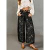 image:imagechouyatou Womens Y2K Baggy Barrel Jeans Floral Print Wide Leg Denim Ankle Pants Boyfriend High Waisted JeansBlack