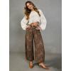 image:imagechouyatou Womens Y2K Baggy Barrel Jeans Floral Print Wide Leg Denim Ankle Pants Boyfriend High Waisted JeansCoffee