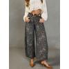 image:imagechouyatou Womens Y2K Baggy Barrel Jeans Floral Print Wide Leg Denim Ankle Pants Boyfriend High Waisted JeansGrey
