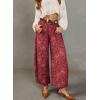 image:imagechouyatou Womens Y2K Baggy Barrel Jeans Floral Print Wide Leg Denim Ankle Pants Boyfriend High Waisted JeansRed