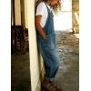image:imagechouyatou Womens Y2K Denim Bib Overall Pants Button Front Wide Leg Jean Jumpsuits Vintage Loose RomperBlue