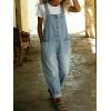 image:imagechouyatou Womens Y2K Denim Bib Overall Pants Button Front Wide Leg Jean Jumpsuits Vintage Loose RomperLight Blue