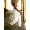 image:imagechouyatou Womens Y2K Denim Bib Overall Pants Button Front Wide Leg Jean Jumpsuits Vintage Loose RomperWhite