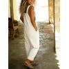 image:imagechouyatou Womens Y2K Denim Bib Overall Pants Button Front Wide Leg Jean Jumpsuits Vintage Loose RomperWhite