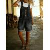 image:imagechouyatou Womens Y2K Denim Shortalls Button Front Wide Leg Loose Bib Jean Overalls Shorts Romper JumpsuitsBlack