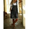 image:imagechouyatou Womens Y2K Denim Shortalls Button Front Wide Leg Loose Bib Jean Overalls Shorts Romper JumpsuitsBlack