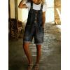 image:imagechouyatou Womens Y2K Denim Shortalls Button Front Wide Leg Loose Bib Jean Overalls Shorts Romper JumpsuitsBlack