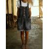 image:imagechouyatou Womens Y2K Denim Shortalls Button Front Wide Leg Loose Bib Jean Overalls Shorts Romper JumpsuitsBlack