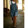 image:imagechouyatou Womens Y2K Denim Shortalls Button Front Wide Leg Loose Bib Jean Overalls Shorts Romper JumpsuitsBlue