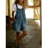 image:imagechouyatou Womens Y2K Denim Shortalls Button Front Wide Leg Loose Bib Jean Overalls Shorts Romper JumpsuitsBlue