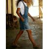 image:imagechouyatou Womens Y2K Denim Shortalls Button Front Wide Leg Loose Bib Jean Overalls Shorts Romper JumpsuitsBlue