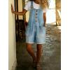 image:imagechouyatou Womens Y2K Denim Shortalls Button Front Wide Leg Loose Bib Jean Overalls Shorts Romper JumpsuitsLight Blue