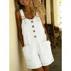 image:imagechouyatou Womens Y2K Denim Shortalls Button Front Wide Leg Loose Bib Jean Overalls Shorts Romper JumpsuitsWhite