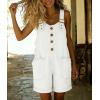 image:imagechouyatou Womens Y2K Denim Shortalls Button Front Wide Leg Loose Bib Jean Overalls Shorts Romper JumpsuitsWhite