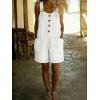 image:imagechouyatou Womens Y2K Denim Shortalls Button Front Wide Leg Loose Bib Jean Overalls Shorts Romper JumpsuitsWhite