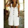 image:imagechouyatou Womens Y2K Denim Shortalls Button Front Wide Leg Loose Bib Jean Overalls Shorts Romper JumpsuitsWhite