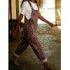 image:imagechouyatou Womens Y2K Leopard Print Denim Bib Overall Pants Wide Leg Cheetah Jeans Jumpsuits Loose RomperBrown