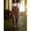 image:imagechouyatou Womens Y2K Leopard Print Denim Bib Overall Pants Wide Leg Cheetah Jeans Jumpsuits Loose RomperBrown