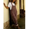 image:imagechouyatou Womens Y2K Leopard Print Denim Bib Overall Pants Wide Leg Cheetah Jeans Jumpsuits Loose RomperBrown