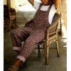 image:imagechouyatou Womens Y2K Leopard Print Denim Bib Overall Pants Wide Leg Cheetah Jeans Jumpsuits Loose RomperBrown