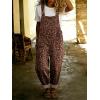 image:imagechouyatou Womens Y2K Leopard Print Denim Bib Overall Pants Wide Leg Cheetah Jeans Jumpsuits Loose RomperBrown