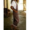 image:imagechouyatou Womens Y2K Leopard Print Denim Bib Overall Pants Wide Leg Cheetah Jeans Jumpsuits Loose RomperBrown